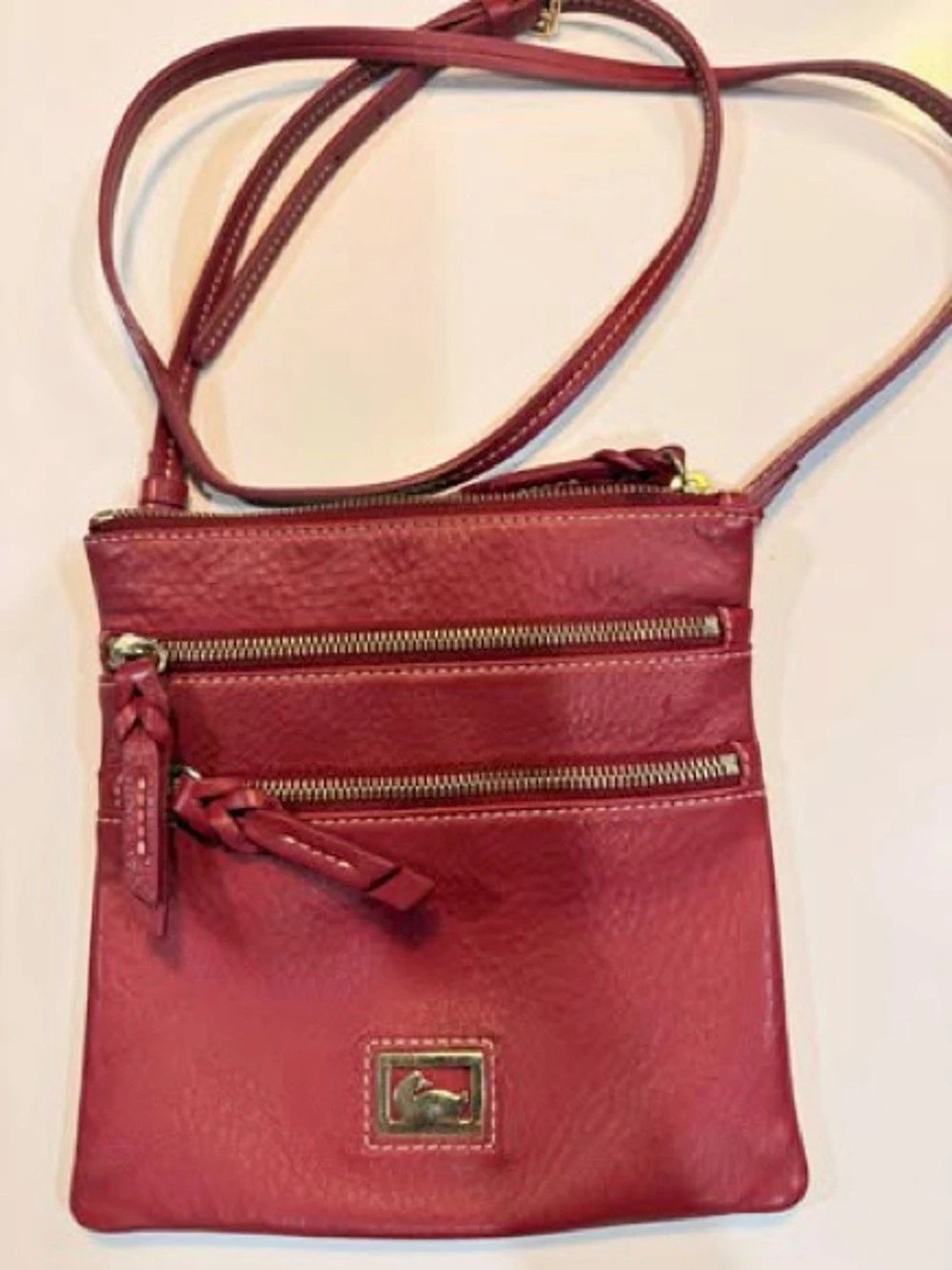 Dooney & Bourke Pebble Grain Zip Crossbody Red Crossbody Bag
